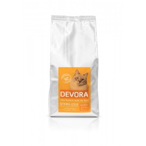 Devora Grain Free Sterilizat cu curcan pui si hering 7.5 kg